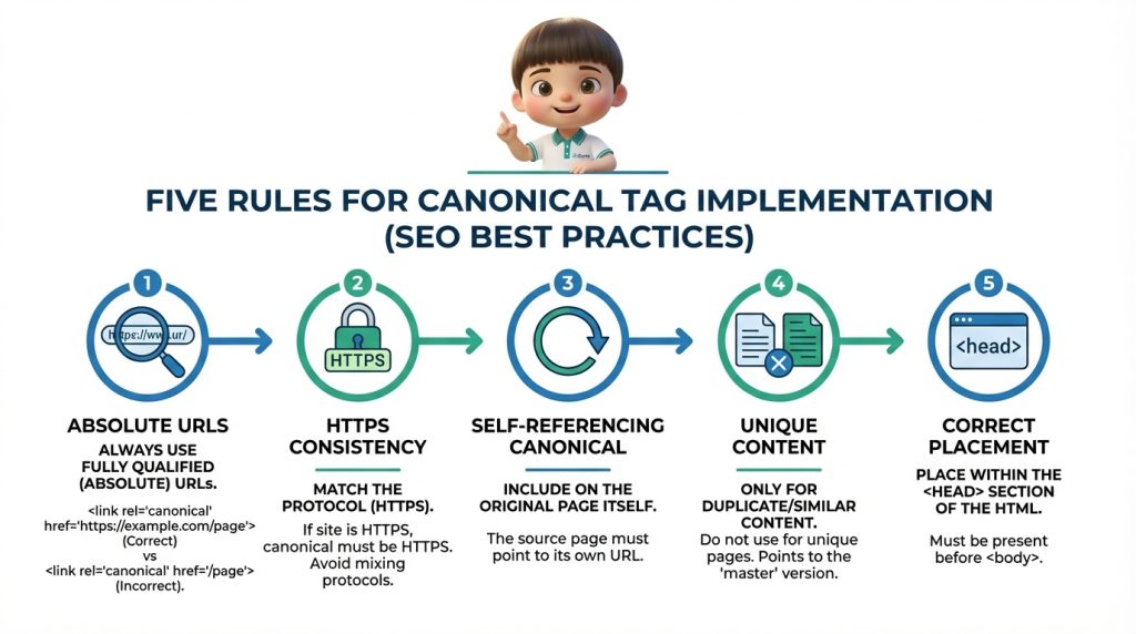 Năm quy tắc quan trọng khi triển khai thẻ canonical chuẩn SEO