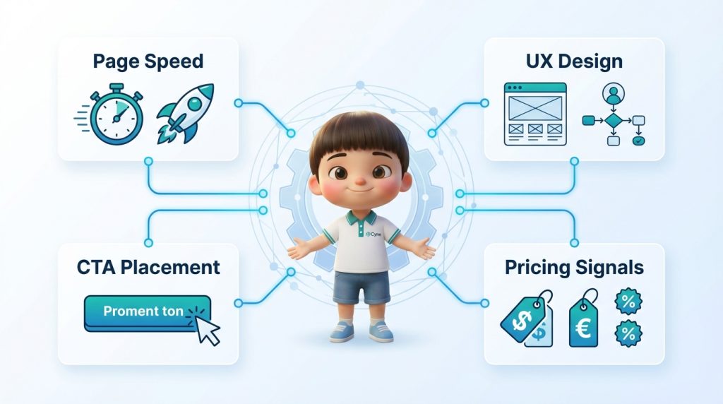 Tốc độ, UX, CTA và thông điệp là những yếu tố tác động trực tiếp đến tỷ lệ chuyển đổi.
