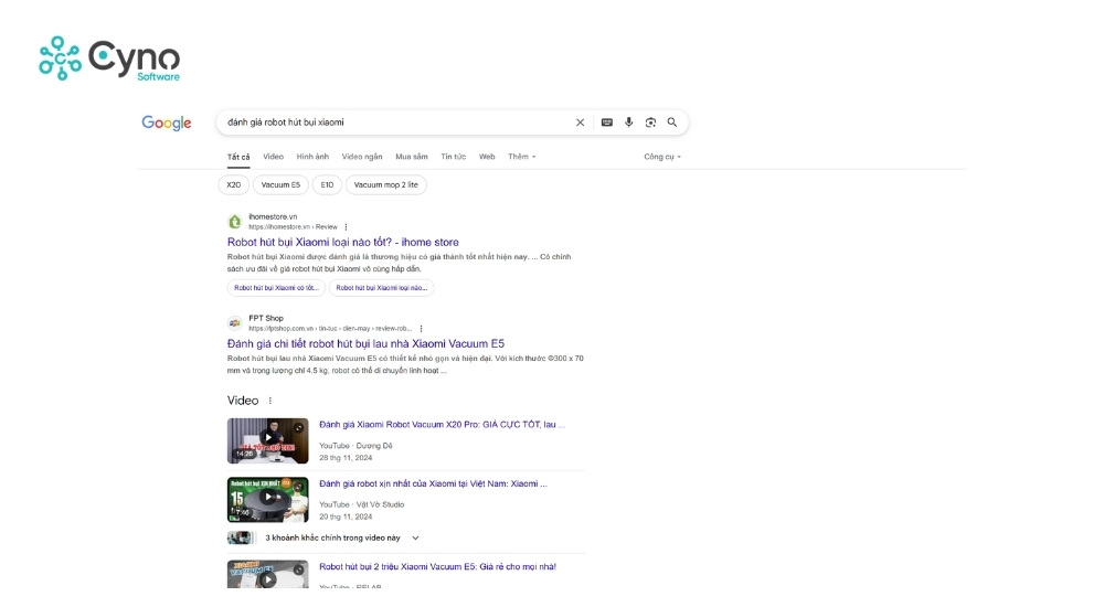 Kết quả tìm kiếm phản ánh đa dạng Search Intent theo từng giai đoạn