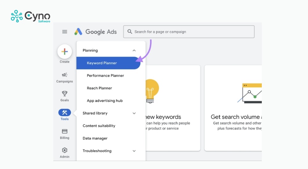 Truy cập và thiết lập Keyword Planner