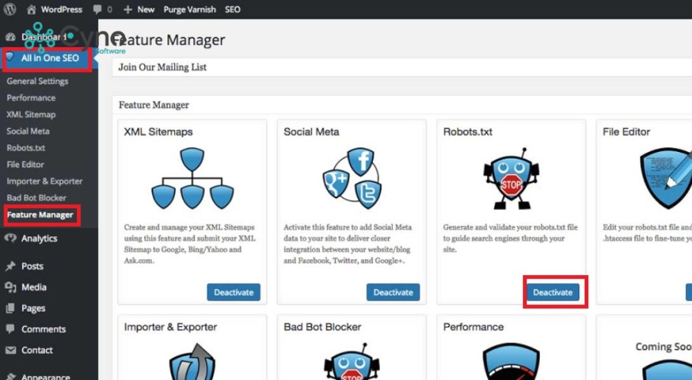 Sử dụng Plugin All in One SEO tạo file robots.txt cho WordPress